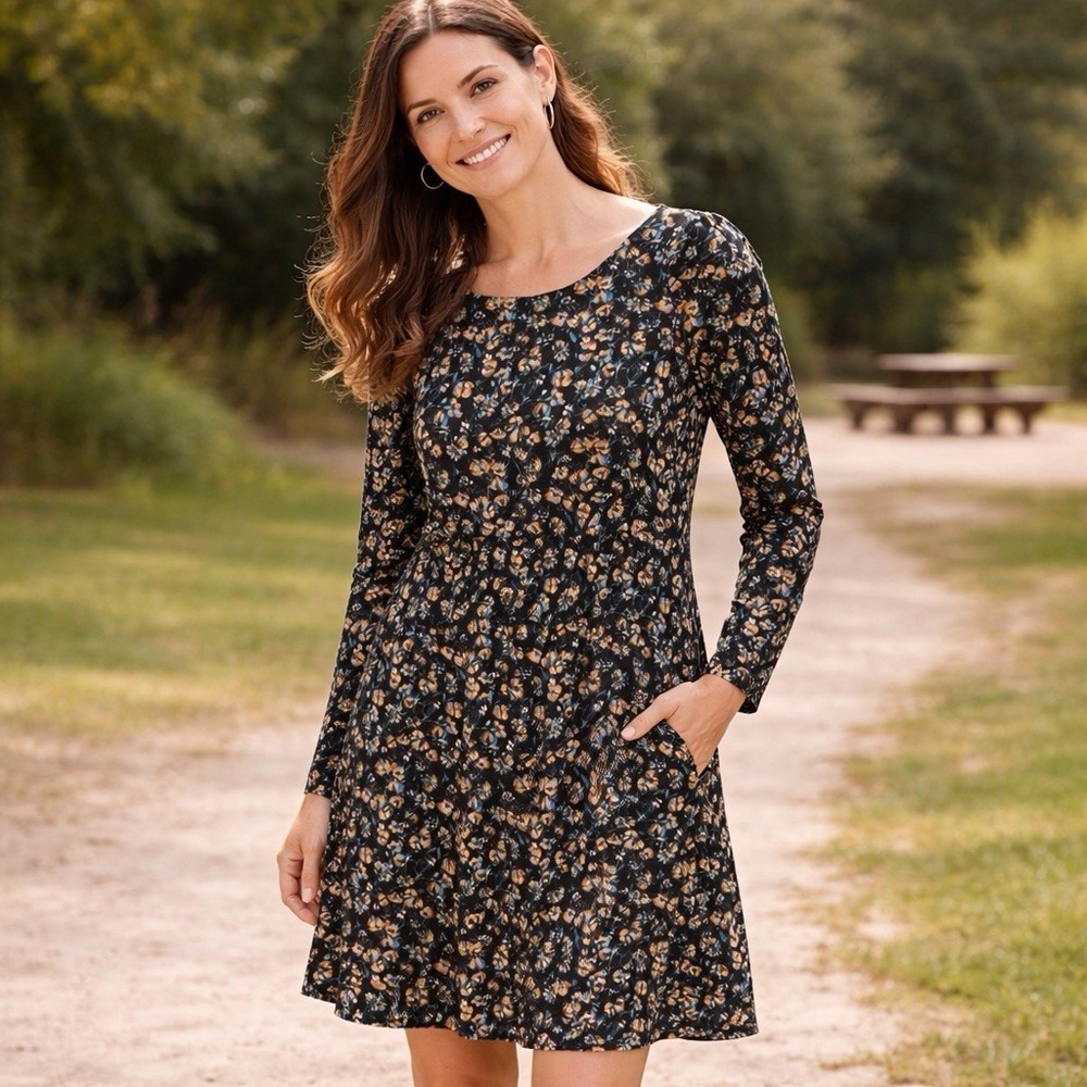Free People Dark Floral Mini Dress Say Hello Womens Small Black Stretch Keyhole
